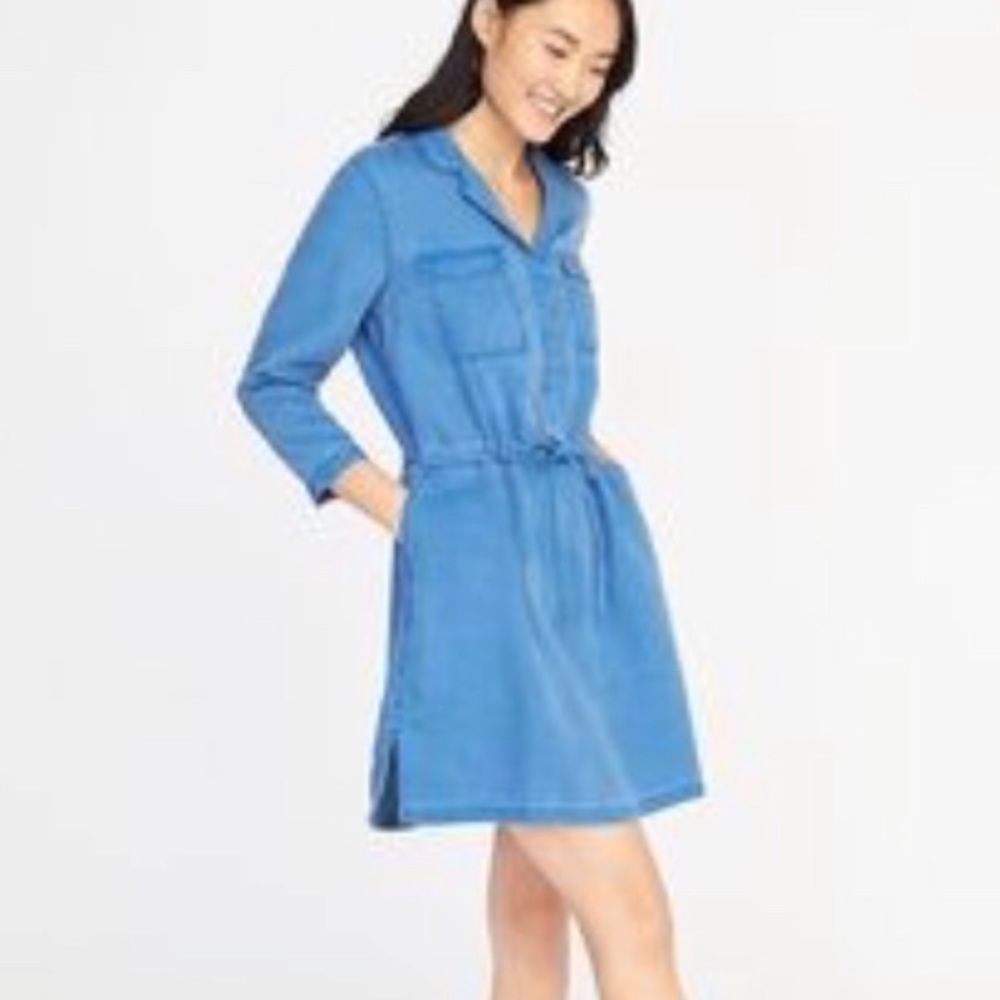 Old Navy light blue tencel shirt dress size large